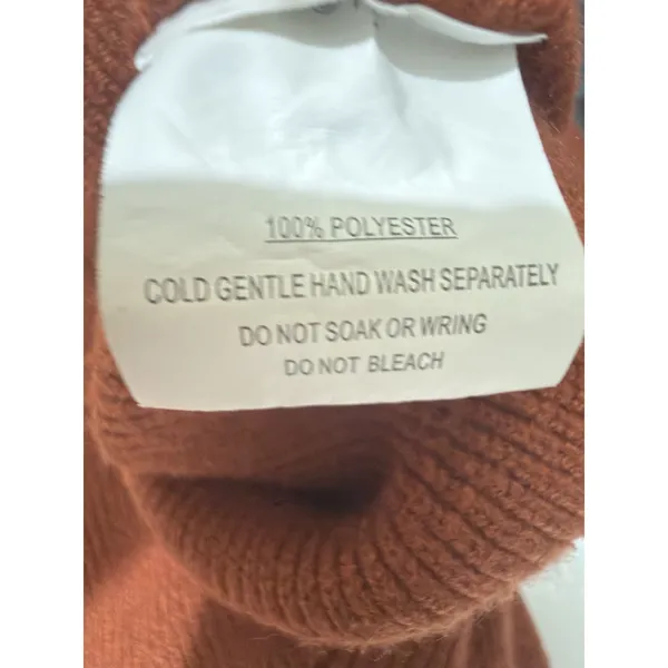 Petal + Pup Knit Sweater Midi Dress Size 2 Rust Terracotta V Neck Long Sleeve - Image 15