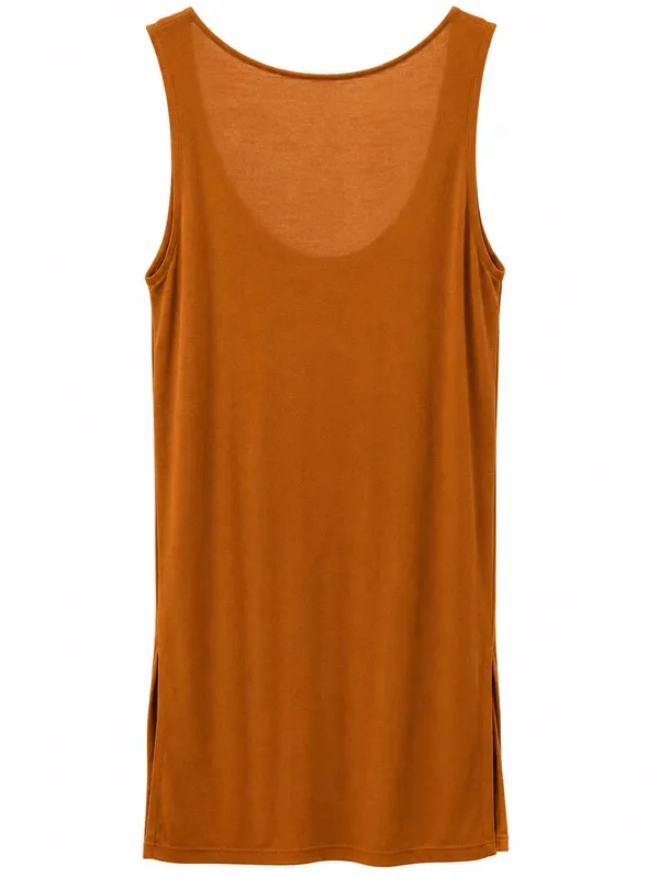 NWT New York & Company Chain Print Sleeveless Tank Top Tunic Large Camel Rayon - Image 2