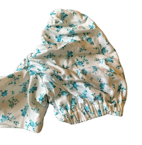 Dress Mini Cutout Floral Print Blue & White XS - Image 6