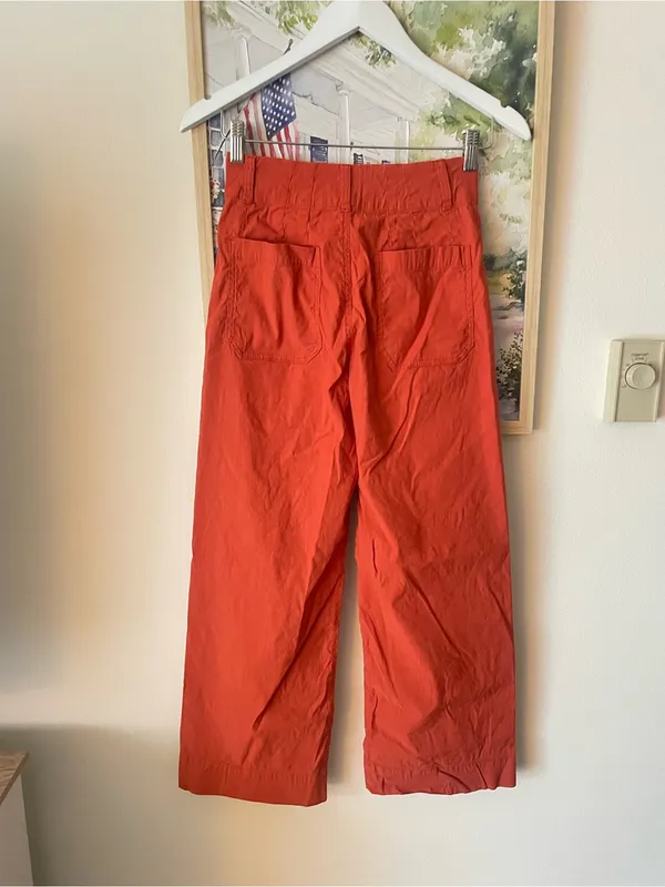 Anthropologie Maeve The Colette Wide Leg Pants Orange Magic Fabric Crop Size 26 - Image 6