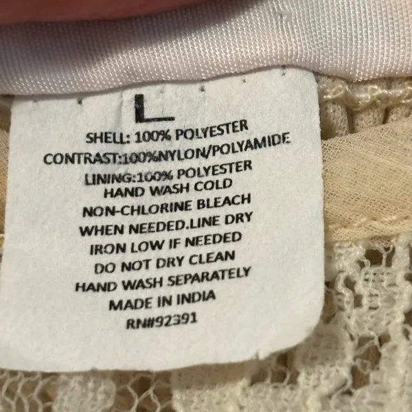 Band of Gypsies Cream Sundress with Spaghetti Straps Size L - Image 10