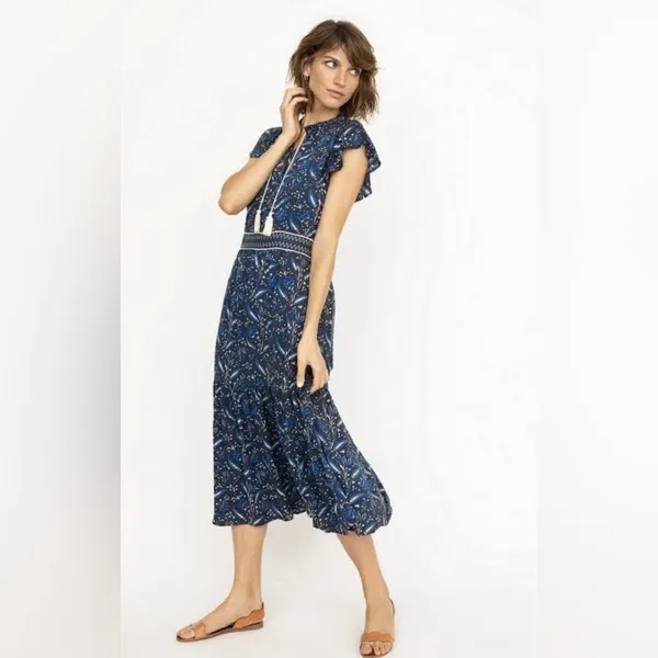NEW Part Two Copenhagen Landeal Blue Paisley Midi‎ Dress Women’s US 12 Ethereal - Image 2
