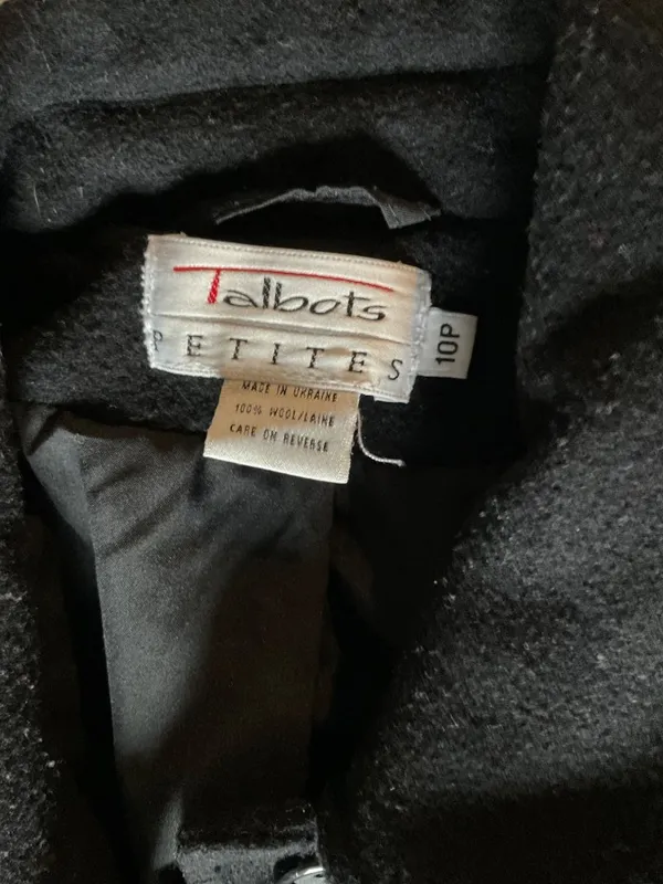 Talbots Women's Black Wool Long Sleeve Winter Pea Coat 10P bust42 - Image 6