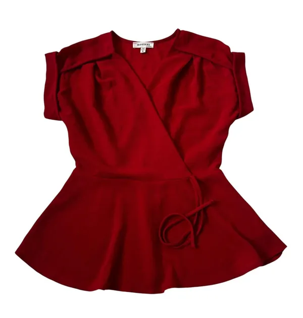 Monteau Red Peplum Blouse Women's Top Size Small | 13-10 - Image 3