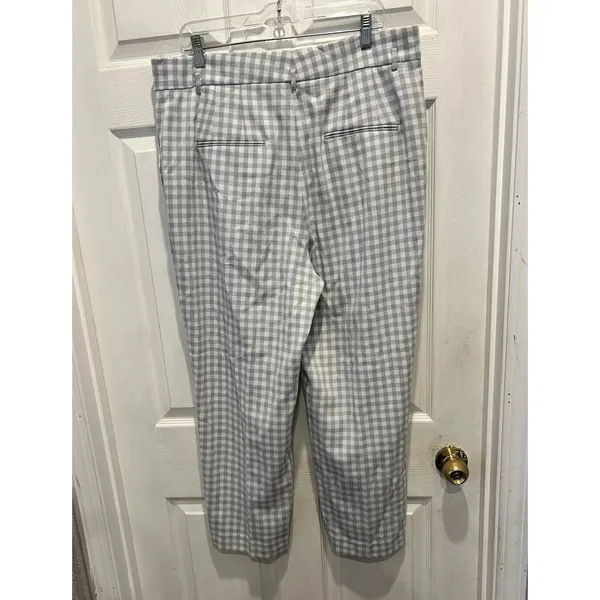 Ann Taylor Blue Gingham Check Ankle Pants Womens Size 14 Stretch‎ Career Office - Image 5