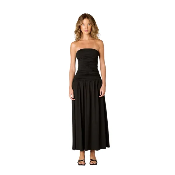 NIA Santal Revolve Black Strapless Midi Dress - Image 2