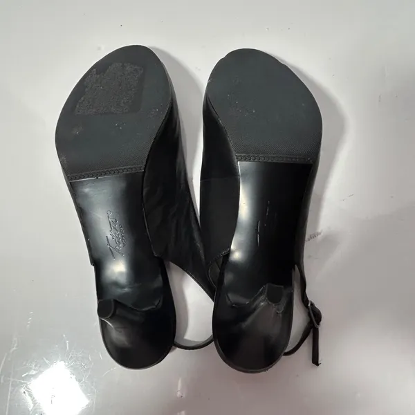 Trotters Omega Black Leather Slingback Peep Toe‎ Kitten Heels Pumps 9N - Image 4