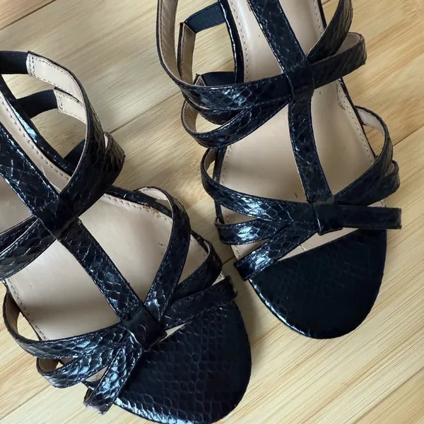 Aerosoles Passionfruit Sandals Black Snakeskin Patent Heels Size 9 - Image 6