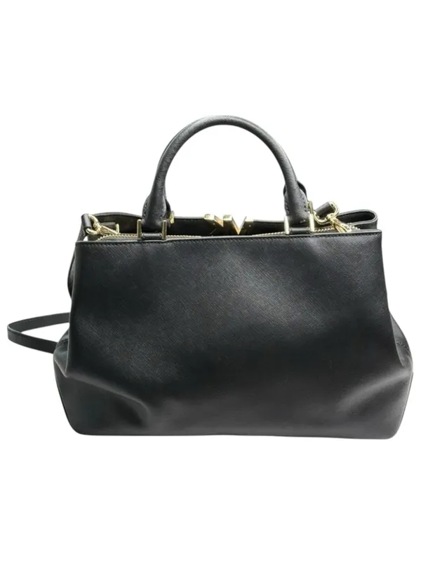 Michael Kors ✿ Florence Medium Saffiano Leather Satchel Handbag ✿ Black Gold MK - Image 5