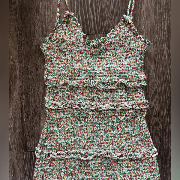 Olivaceous Floral Ruffle Mini Dress S - Image 2