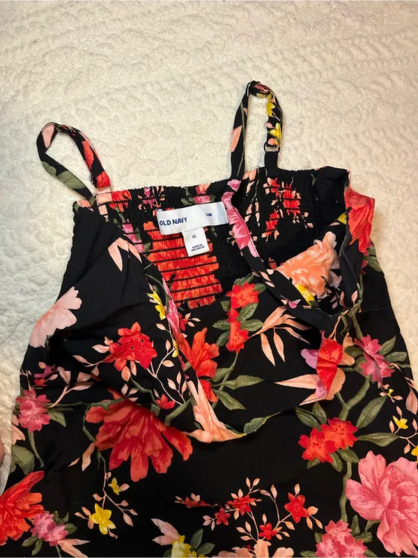 Old Navy Camp Tank Top Floral Printed Dress Red/ Pink XS - Image 3
