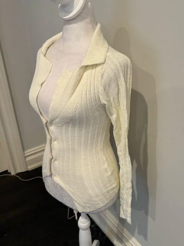 White Fox Off White Button Down Fitted Sweater - Image 2
