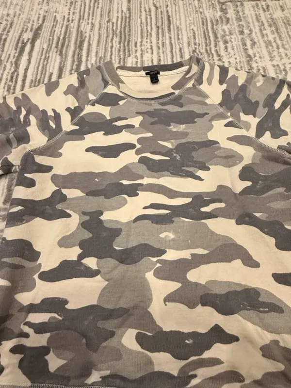 NEW J. Crew women's small gray/cream camo sweatshirt top - Image 3