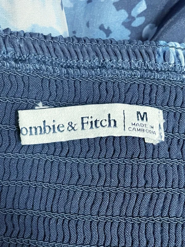 Abercrombie & Fitch Emerson Mini Dress Medium Blue Floral Organza Angel Sleeve - Image 10