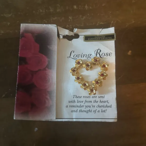 Vintage gold tone Loving Rose tac pin - Image 2