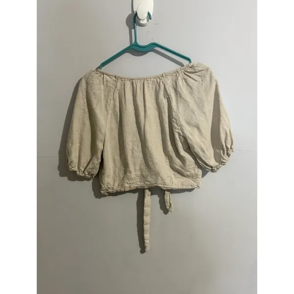 Abercrombie &‎ Fitch Linen Tie Cropped Top Blouse In XS - Image 5