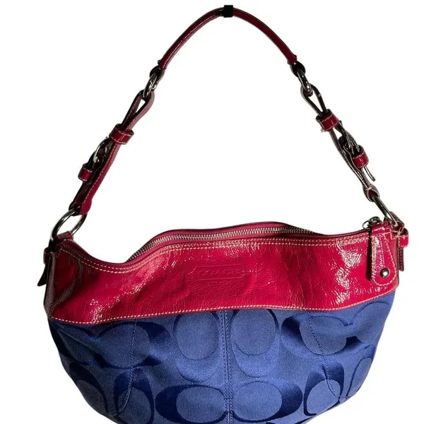 COACH LAURA signature patent top Pink and Blue Women's SHOULDERBAG tote - Image 2