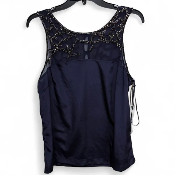 Willow & Clay Beaded Mesh Yoke Tank Top - Dark Orchid, Small - Image 2