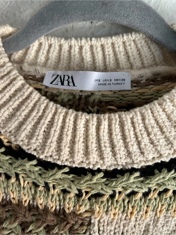 Zara Flutter Sleeve Knit Sweater Vest Striped Cottagecore Fall Small - Image 4