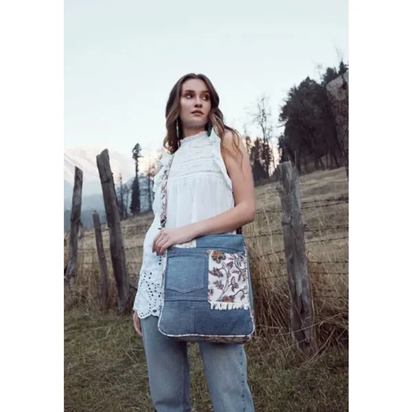NWT Boho Western Patchwork Floral and Denim Rednoize Shoulder Bag - Image 5