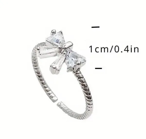 NEW Coquette bow adjustable ring, rhinestone bow jewelry, stocking stuffer - Image 3