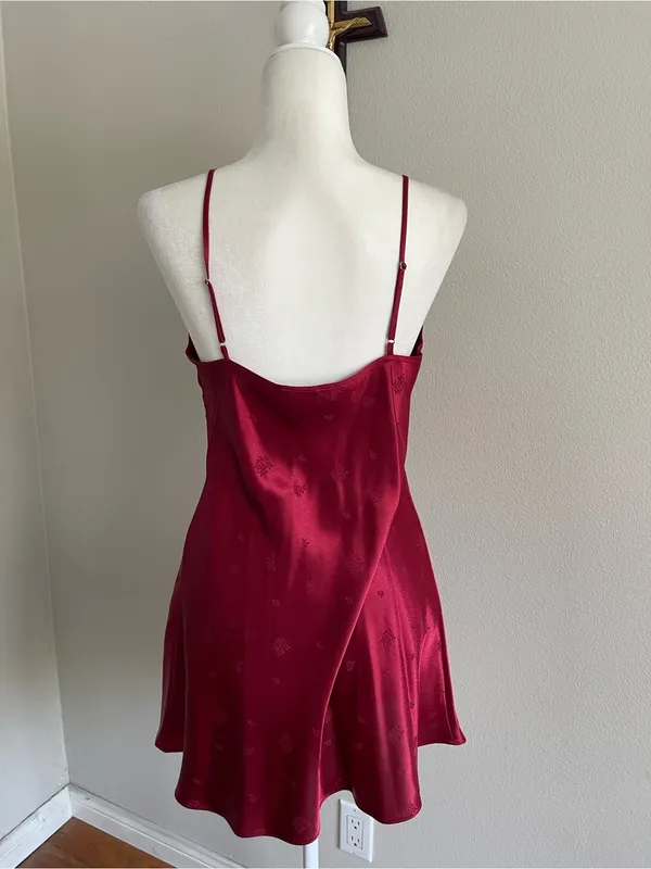 Jones New York Deep Wine Satin Lace-Trim Chemise - Image 6
