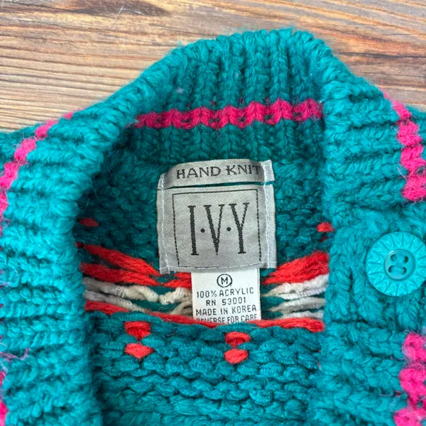 Vintage 90s IVY Knit Fair Isle Sweater - Image 5