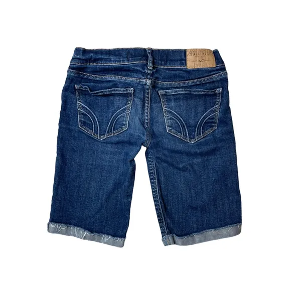 Hollister Women's‎ Low Rise Cuffed Denim Shorts Dark Wash Blue Size 24 - Image 3