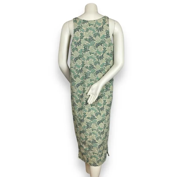 Handmade Shift Dress Leafy Pattern Print Sleeveless‎ Green Nature Midi Pockets - Image 3