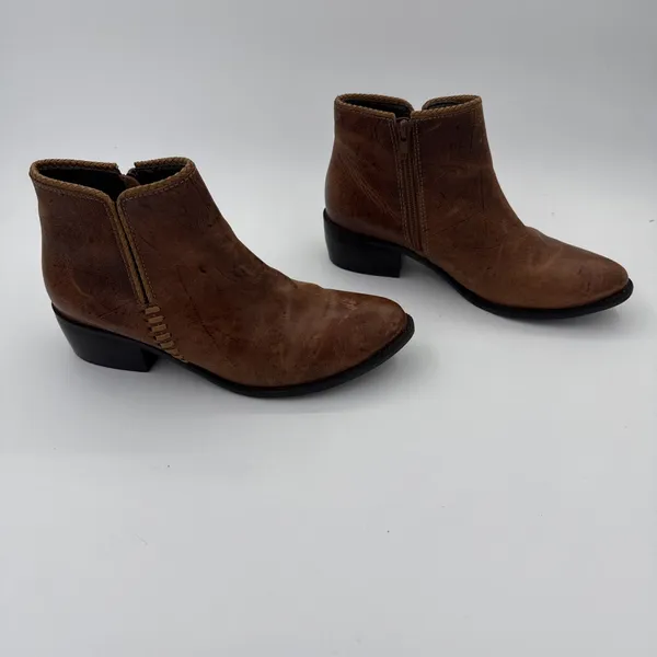 Matisse Merge Mid Top Bootie‎ Brown Distressed Burnished Leather Size 8 - Image 2