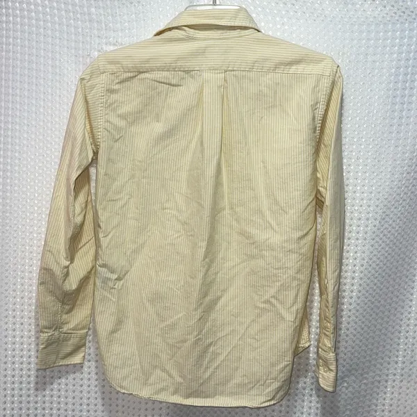 Ralph Lauren Womens Shirt Sz 2 Classic Fit Button Down Yellow White Striped - Image 5