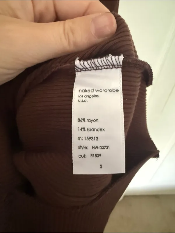 Naked Wardrobe Snatched and Sexy Bodycon Mockneck Dress Chocolate Brown Small - Image 4