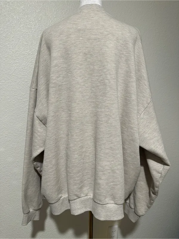 ALO Yoga Female Accolade Crew Neck Pullover Cozy Sweatshirt Oatmeal Heather XL - Image 10