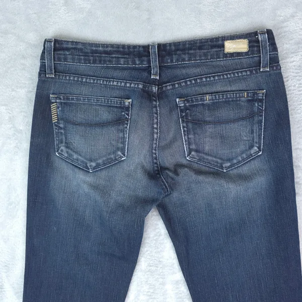 Paige Laurel Canyon Jeans Women 27 Low Rise Bootcut Dark Wash Whiskering Y2K - Image 4