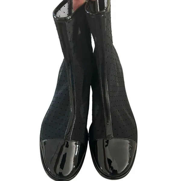 Tory Burch Polka-Dot Mesh Cap-Toe Ankle Booties, Black, Size 8, NWT no box. - Image 3