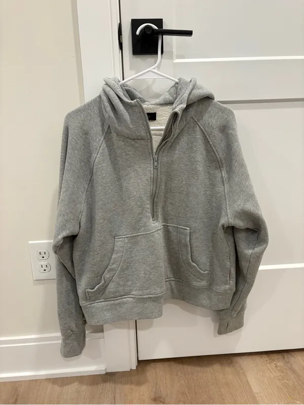 Quince Heavyweight Fleece Cropped Half Zip Hoodie Size Small - Image 2