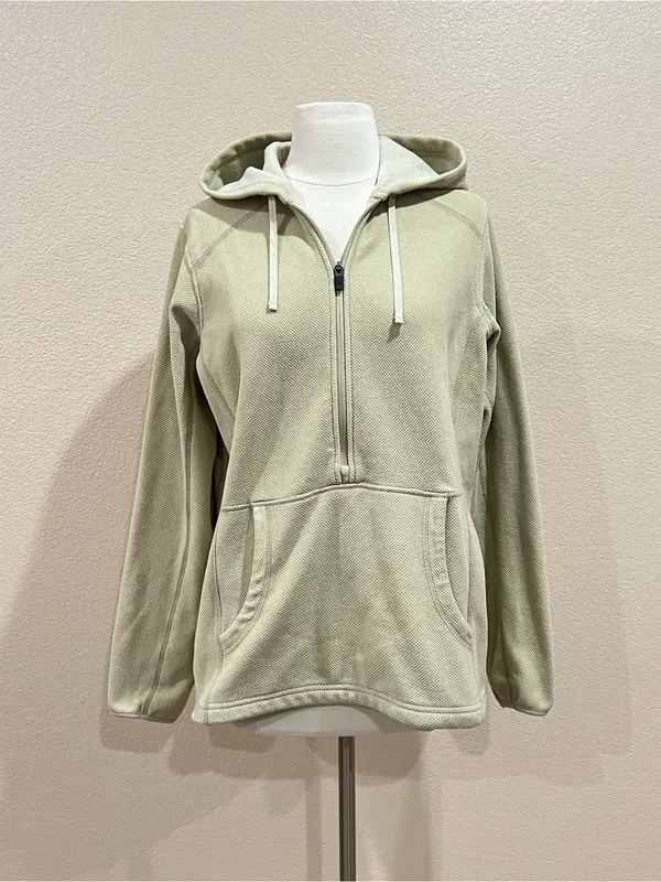 Duluth Trading Co Beige Brushed Waffle 1/2 Zip Hooded Pullover Size Small - Image 3