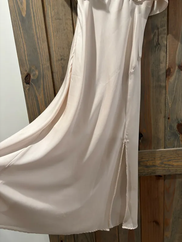 Cream Satin Midi Dress - Image 4