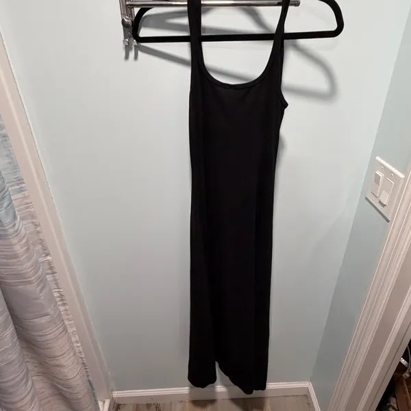 Gap Maxi Dress Black Small Ribbed Minimalist Casual Summer Sleeveless - Image 4