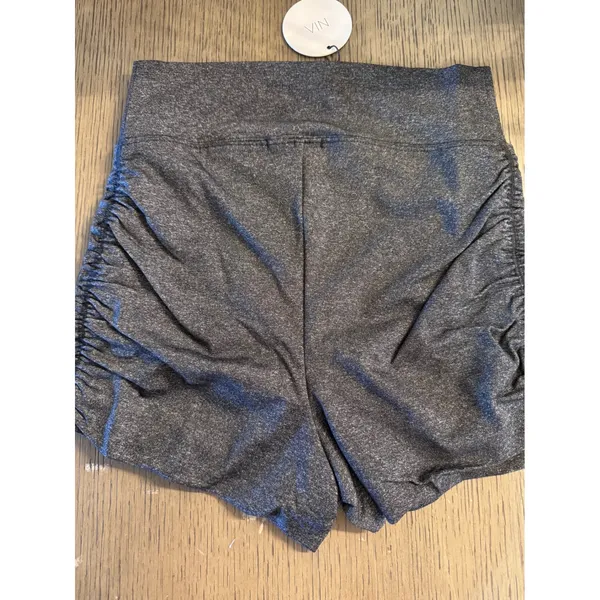 NIA High Waisted Ruched Side‎ Zuma Shorts Space Dye Gray Small NWT MSRP $58 - Image 3