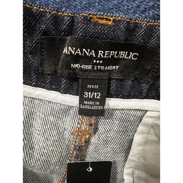 Banana Republic Mid-Rise Straight Pleated Denim Cropped Trousers‎ Indigo 31/12 - Image 5