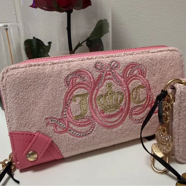 Juicy Couture Pink Terry Wallet & Card Holder Set Crown Y2K Coquette - Image 2