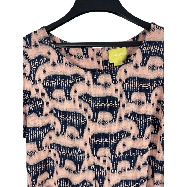 Anthropologie Mauve Short Sleeve Pull Over Pink Zola Bear Print Shift Dress 4 - Image 4