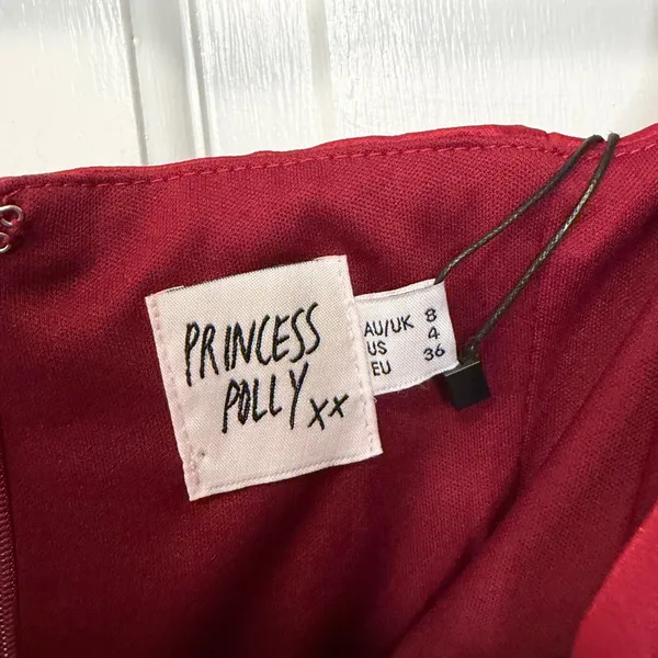 Princess Polly Della Long Sleeve Mini Dress Burgundy Ruched NWT Size‎ 4 - Image 6
