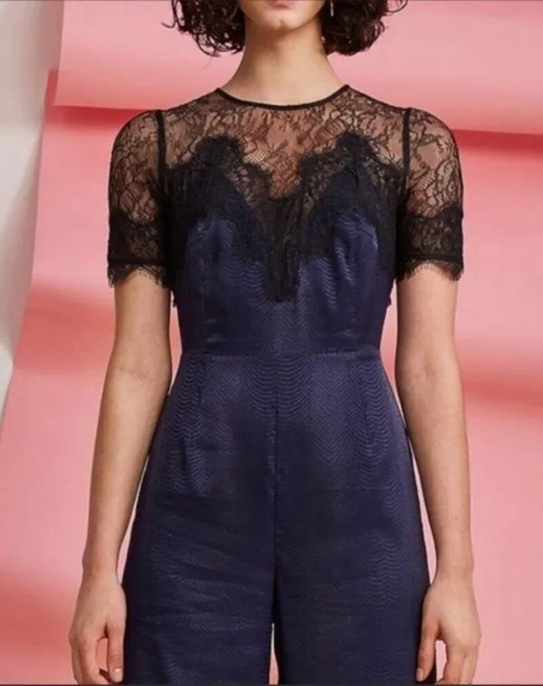 NEW Foxiedox Nixie Lace Wide Leg Illusion Neck Jumpsuit, NWT, Size XS, MSRP $189 - Image 2