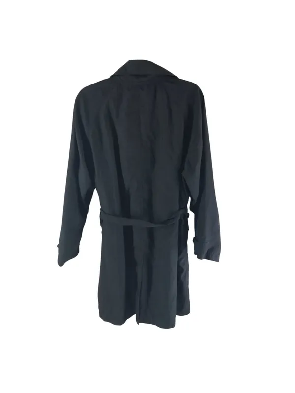 Eddie Bauer Womens Vintage Y2K Black Belted Trench Coat Size M Double-Breasted - Image 2