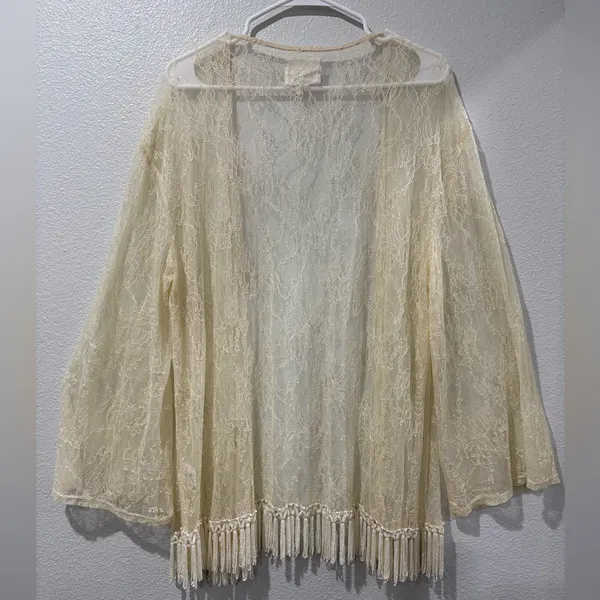 Others Follow vintage Lace Overlay Open Cardigan Size L - Image 4