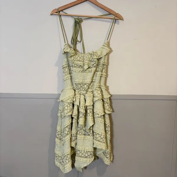 Cider Lace Ruffle Detail Asymmetric Mini Dress - Image 3