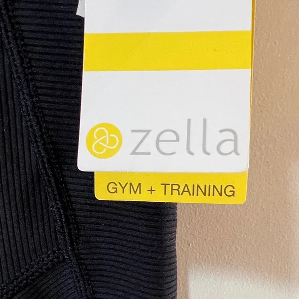 Zella High Waist Ribbed Moto Black Gym Leggings - Image 2