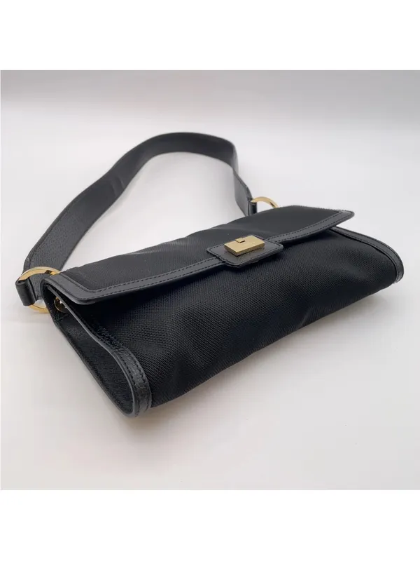 Salvatore Ferragamo Black nylon/leather Shoulder Bag with Gold Hardware - Image 5